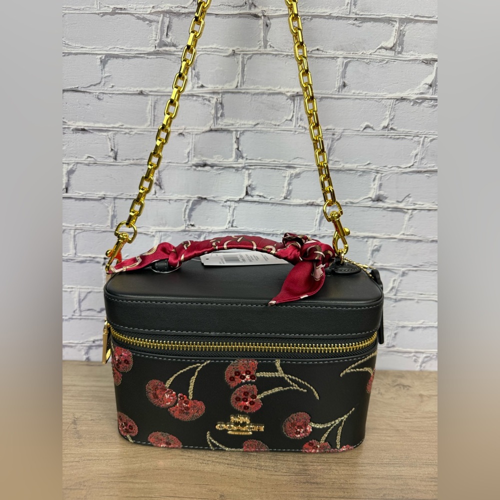 NWT Coach Black and Red Cosmetic Case With Cherry Print CDC13 styled set - Picture 2 of 13